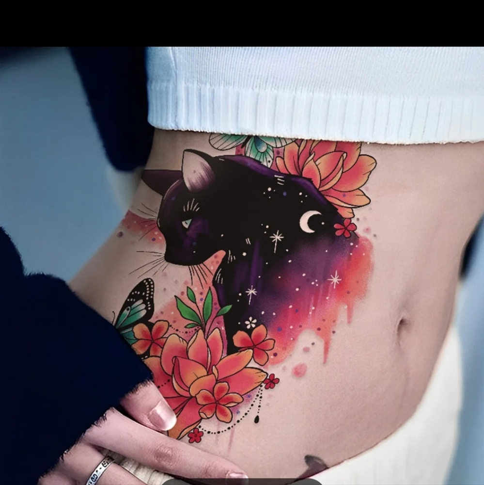FALL SALE BUNDLE TATTOOS FOR BOG2f  Black cat moon Temporary body tattoo